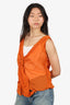 Valentino Orange Cotton/Silk Blend Sheer Top Size 46
