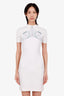 Blumarine White Crystal Embellished Mock Neck Dress Size 4