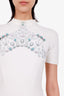 Blumarine White Crystal Embellished Mock Neck Dress Size 4