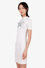 Blumarine White Crystal Embellished Mock Neck Dress Size 4
