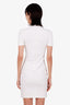 Blumarine White Crystal Embellished Mock Neck Dress Size 4