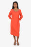 Alberta Ferretti Orange Off-Shoulder Dress Size 12