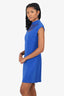 Versace Collection Blue Mock Neck Cut-Out Midi Dress Size 42
