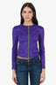 Versace Collection Purple Jacquard Print Zip-Up Jacket Estimated Size XS