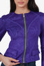 Versace Collection Purple Jacquard Print Zip-Up Jacket Estimated Size XS