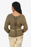 Moschino Green Cotton Knit Zip-Up Bow Sweater Size 8