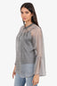 Fabiana Filippi Grey Silk Sheer Beaded Blouse Size XL