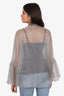 Fabiana Filippi Grey Silk Sheer Beaded Blouse Size XL