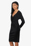 Lanvin Black Ruched Long Sleeve Dress Size 34