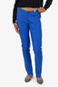 Versace Collection Blue Buckle Detail Straight Leg Pants Size 42
