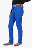Versace Collection Blue Buckle Detail Straight Leg Pants Size 42