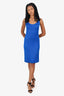 Ralph Lauren Blue Silk Cable Knit Dress Size L