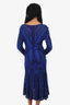 Roberto Cavalli Blue/Black Knit Patterned Long Sleeve Dress Size 42