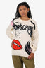 Moschino Couture White Virgin Wool Graphic Sweater Size M