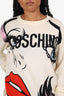 Moschino Couture White Virgin Wool Graphic Sweater Size M