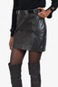 Moschino Cheap & Chic Black Leather Buckle Detail Mini Skirt Size 8