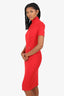 Versace Collection Red Knit Button Detail Mock Neck Midi Dress Estimated Size S