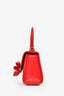 Self-Portrait Red Leather 'The Bow' Embellished Mini Top Handle Bag with Strap