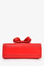 Self-Portrait Red Leather 'The Bow' Embellished Mini Top Handle Bag with Strap