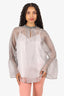 Fabiana Filippi Grey Silk Sheer Beaded Blouse Size Large