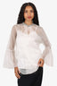 Fabiana Filippi White Silk Beaded Detail Peplum Sleeve Blouse Size 42