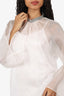 Fabiana Filippi White Silk Beaded Detail Peplum Sleeve Blouse Size 42