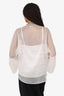 Fabiana Filippi White Silk Beaded Detail Peplum Sleeve Blouse Size 42