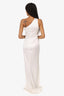 Moschino Couture White Satin One-Shoulder 'Moschino' GHW Detail Gown Size 4