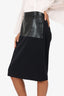 Jean Paul Gaultier Black Wool/Faux Leather Skirt Size 10