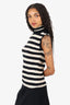 Moschino Black/Cream Wool Sleeveless Turtle-Neck Top Size 8