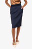 Alberta Ferretti Navy/White Side Panel Skirt Size 8