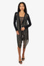 Valentino Black Wool/Silk Knit Waterfall Cardigan + Strappy Top Set Size M