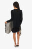 Valentino Black Wool/Silk Knit Waterfall Cardigan + Strappy Top Set Size M
