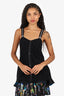 Marc Cain Black Strappy Bow Embroidered Strappy Top Size 5