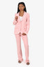 Moschino Couture Pink/White Paint Detail Single Breasted Blazer + Pants Size 6/8