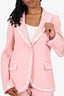 Moschino Couture Pink/White Paint Detail Single Breasted Blazer + Pants Size 6/8