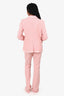 Moschino Couture Pink/White Paint Detail Single Breasted Blazer + Pants Size 6/8