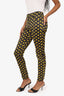 Moschino Couture Black/Yellow Button Print Straight Leg Trousers Size 6