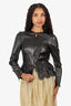 Dsquared² Black Leather Ruffled Laser Cut Jacket Size 42
