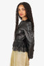 Dsquared² Black Leather Ruffled Laser Cut Jacket Size 42