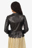 Dsquared² Black Leather Ruffled Laser Cut Jacket Size 42