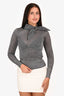Isabel Marant Silver Metallic Bow Collar Long Sleeve Top Size 34