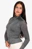 Isabel Marant Silver Metallic Bow Collar Long Sleeve Top Size 34