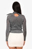 Isabel Marant Silver Metallic Bow Collar Long Sleeve Top Size 34
