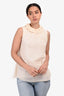 Brunello Cucinelli Cream Ruffled Neck Tulle Layered Top Size XS