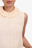 Brunello Cucinelli Cream Ruffled Neck Tulle Layered Top Size XS