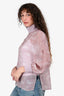 Fendi Purple Silk Mock Neck Sheer Top Size 38