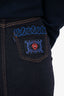 Fendi Dark Denim Contrast Stitch Embroidered Pocket Midi Skirt Est. Size XS
