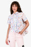 Peter Pilotto White Multicolour Print Ruffled Short Sleeves Button Down Size 4