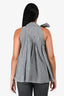 Brunello Cucinelli Grey/White Striped Tie Detail Sleeveless Top Est. Size S